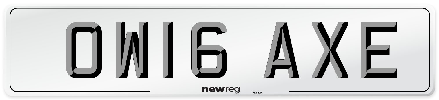 OW16 AXE Number Plate from New Reg